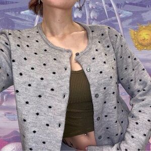 Gray Polka Dot Women's Cardigan